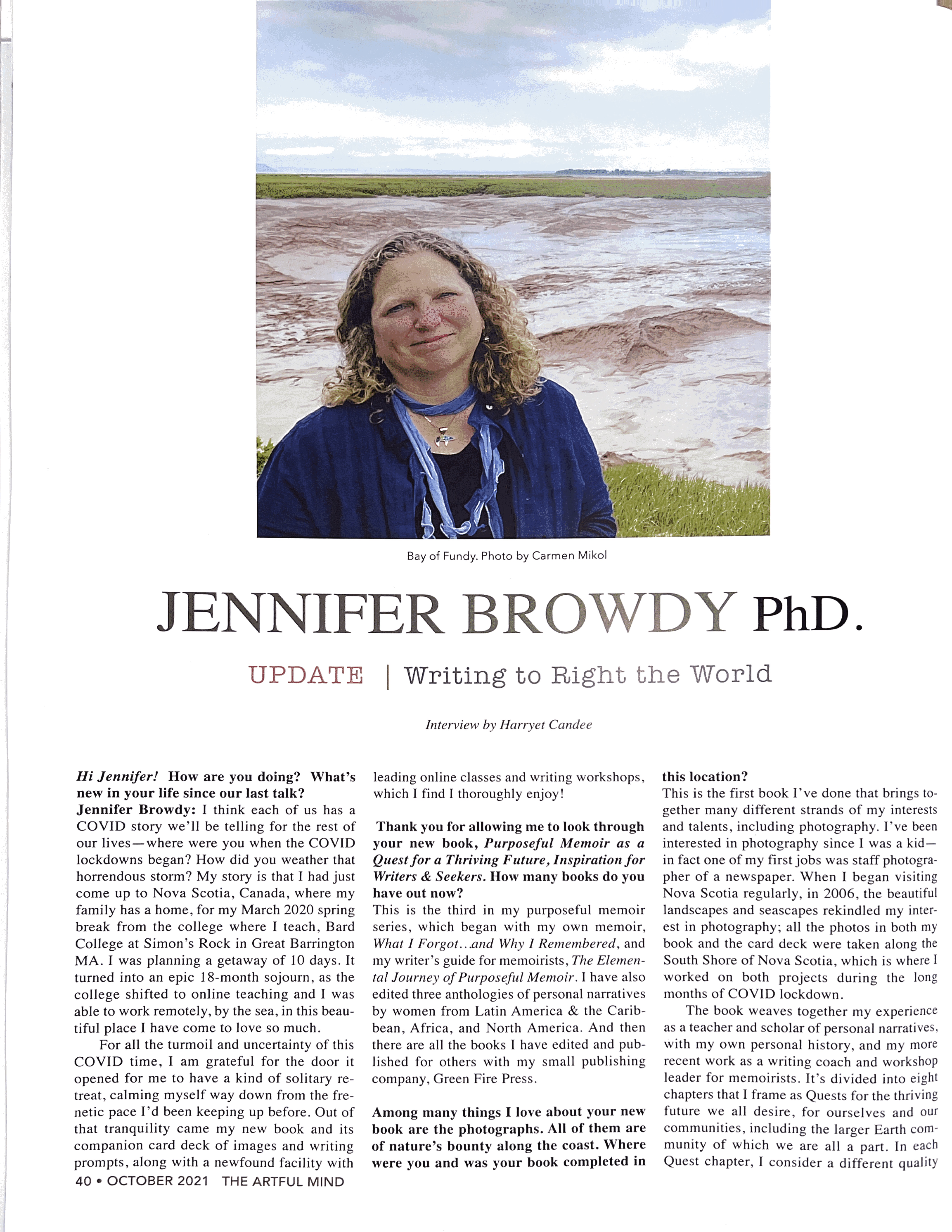 Jennifer Browdy - Artful Mind - Interview Cover
